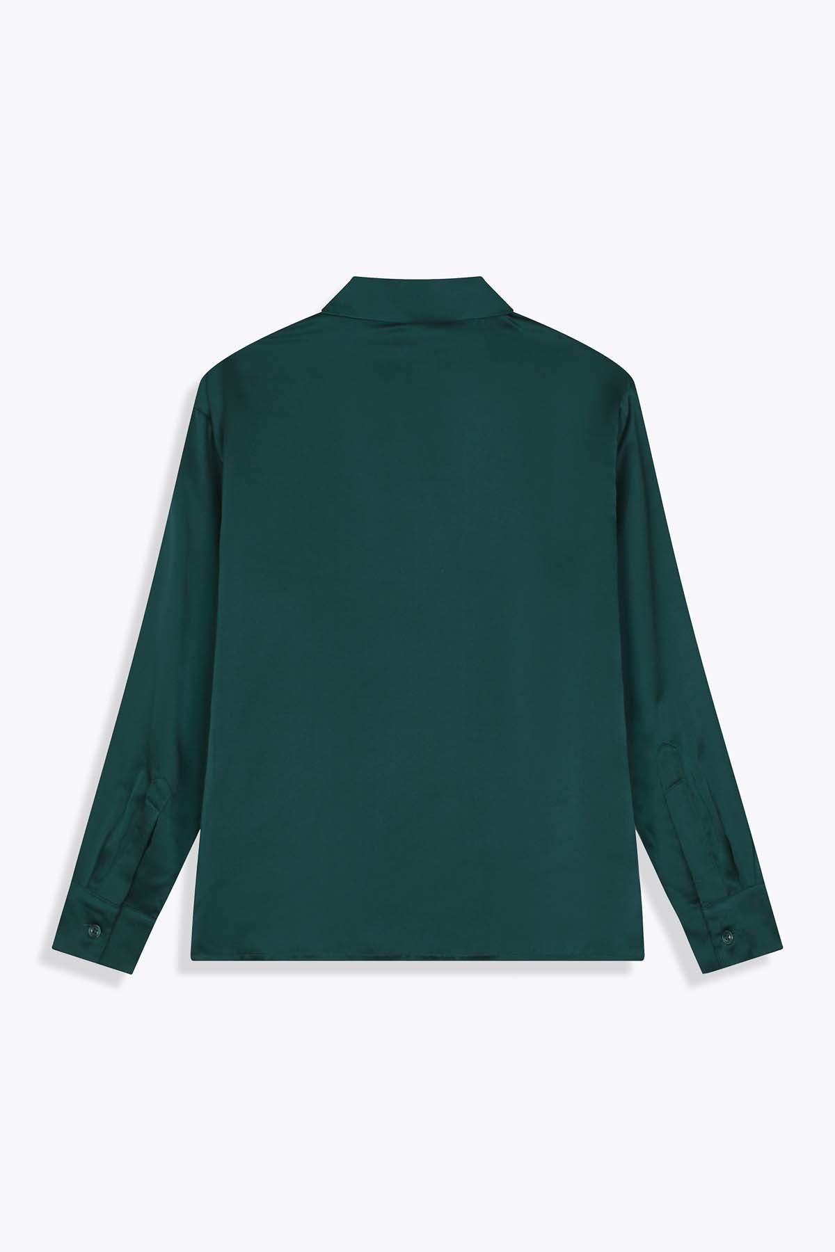 DOS CHEMISE FEMME SOIE VERT ROYAL MANCHES LONGUES G75