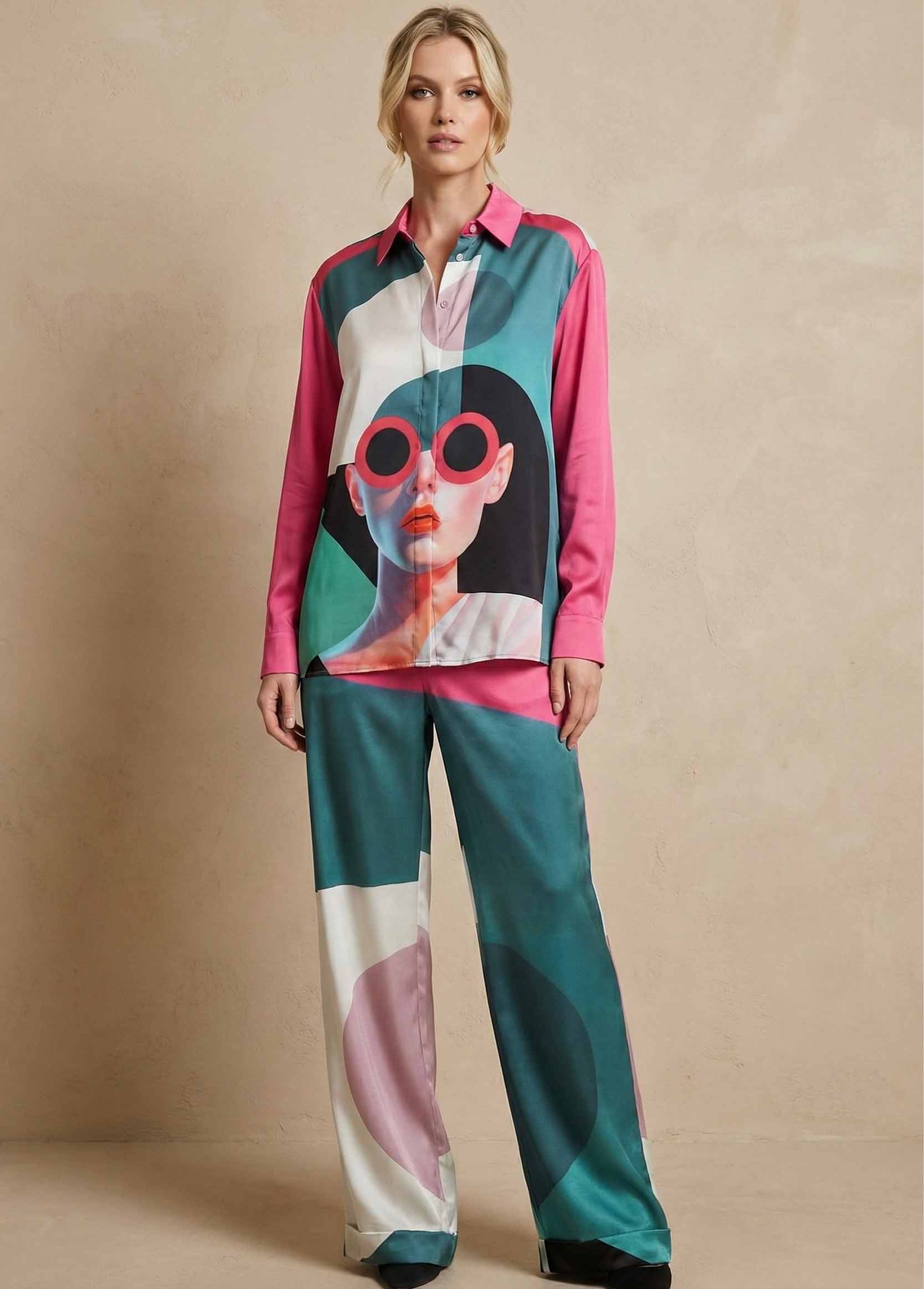 Pantalon femme Galerie 75 ARTDÉCO en Satin de Soie