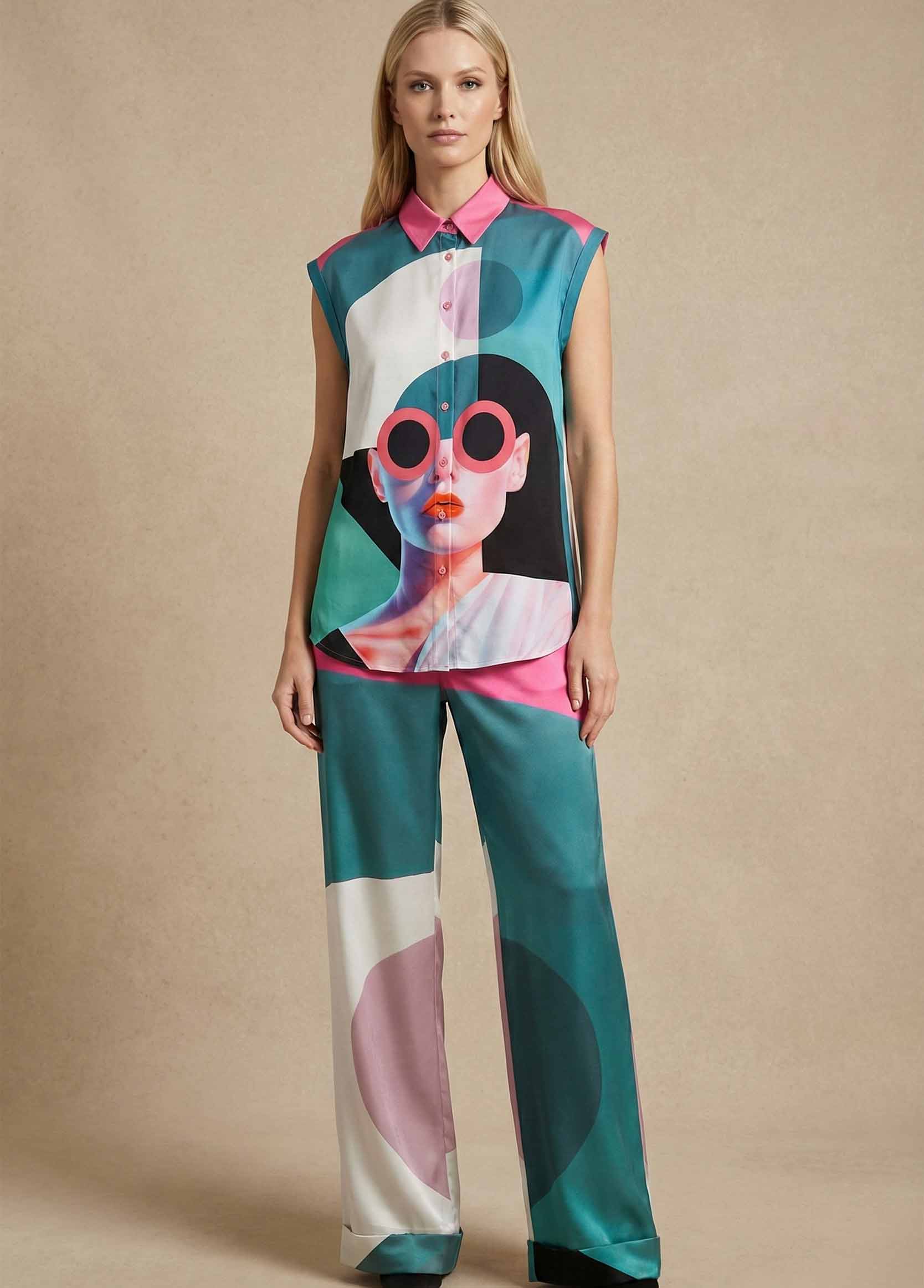 Pantalon femme Galerie 75 ARTDÉCO en Satin de Soie