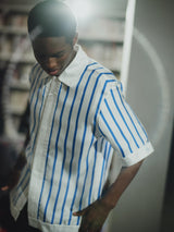 EGO STRIPE SLEEVE SILK SHIRT