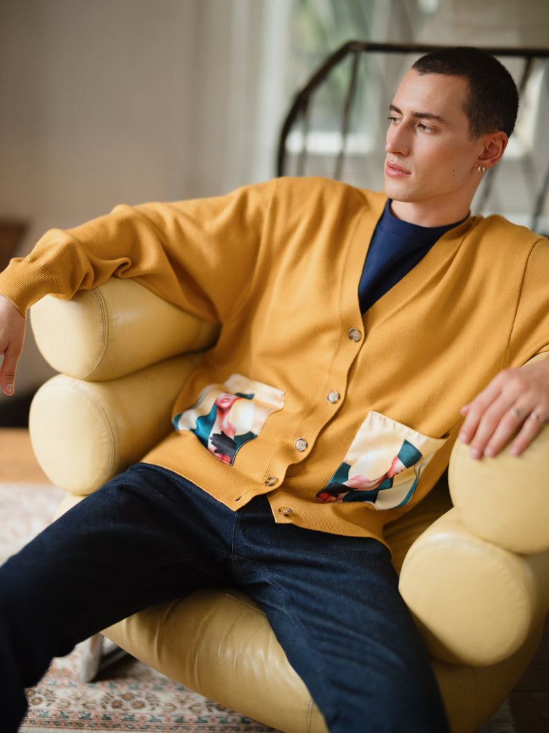 Cardigan Camel en cachemire et soie "Amazones"