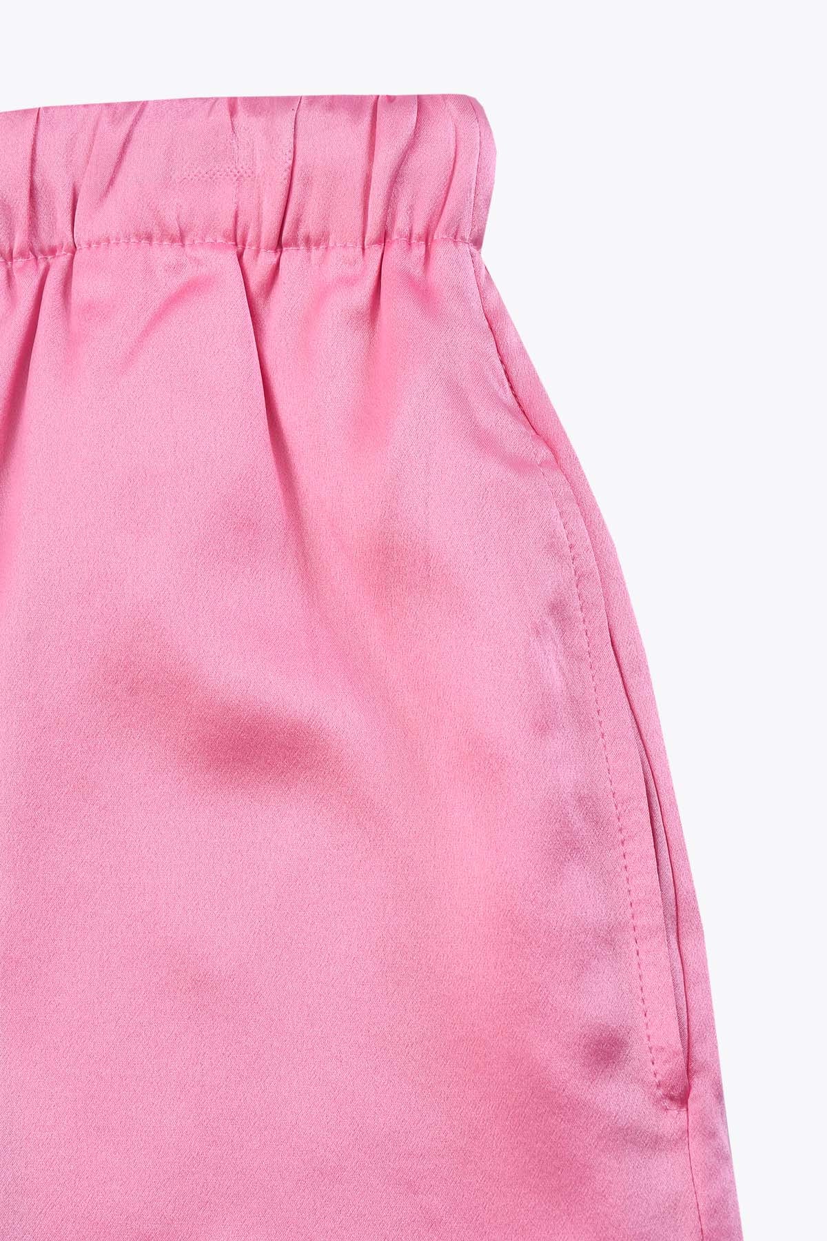 POCHE LATÉRALE Short femme G75 en Satin de Soie Rose