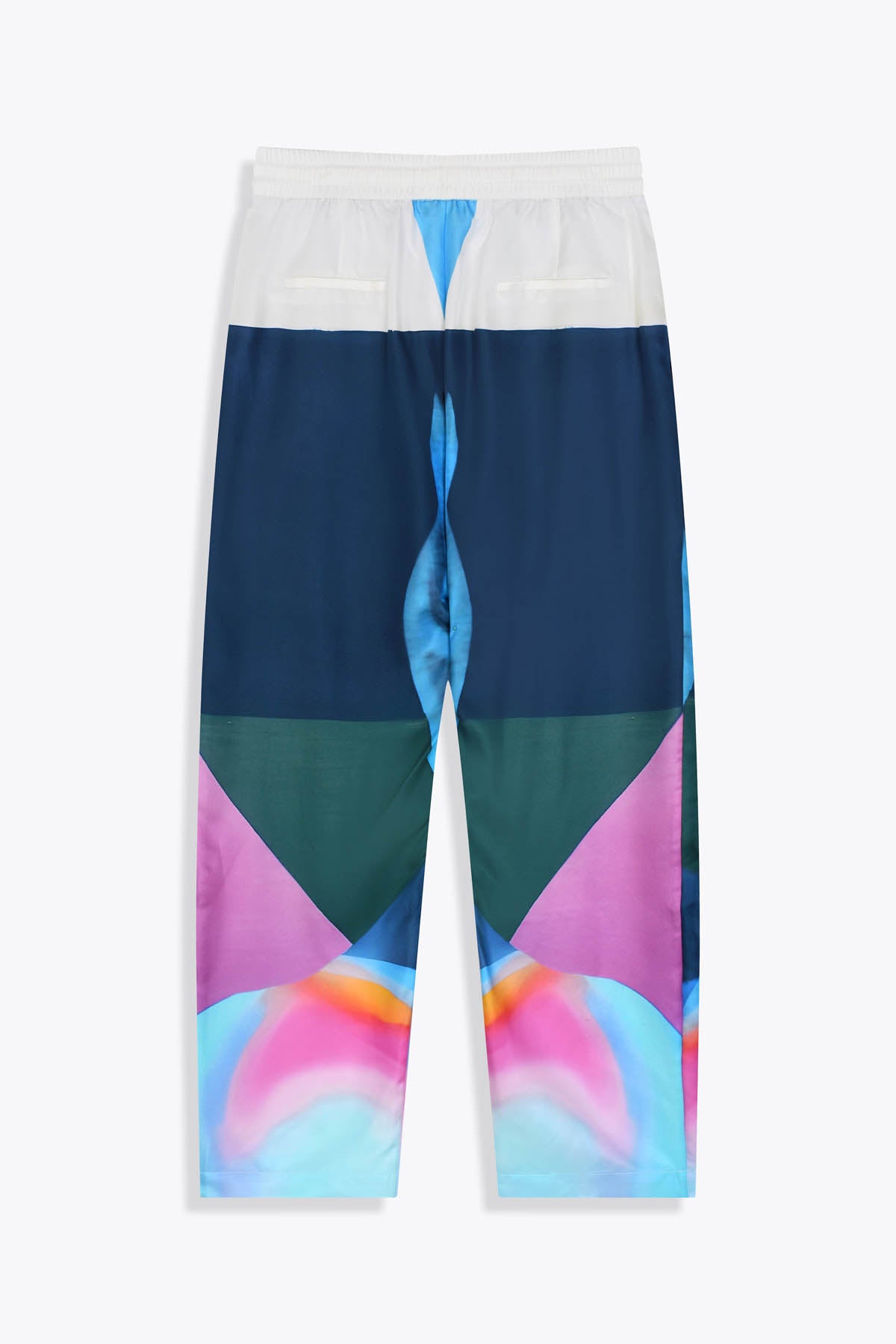 vue dos Pantalon homme en soie avec Œuvre “Guerrière” de Skio x Galerie 75