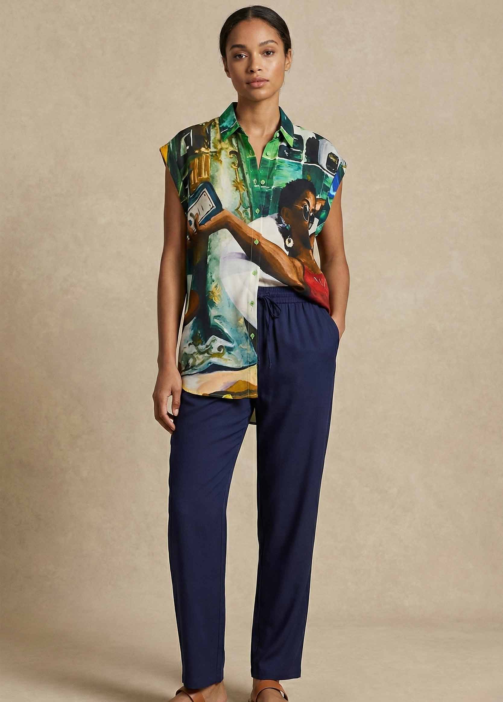 MANNEQUIN PORTE TUNIQUE SANS-MANCHE-FEMME-UNEBOUTEILLEATAMERE-SOIE-FACE