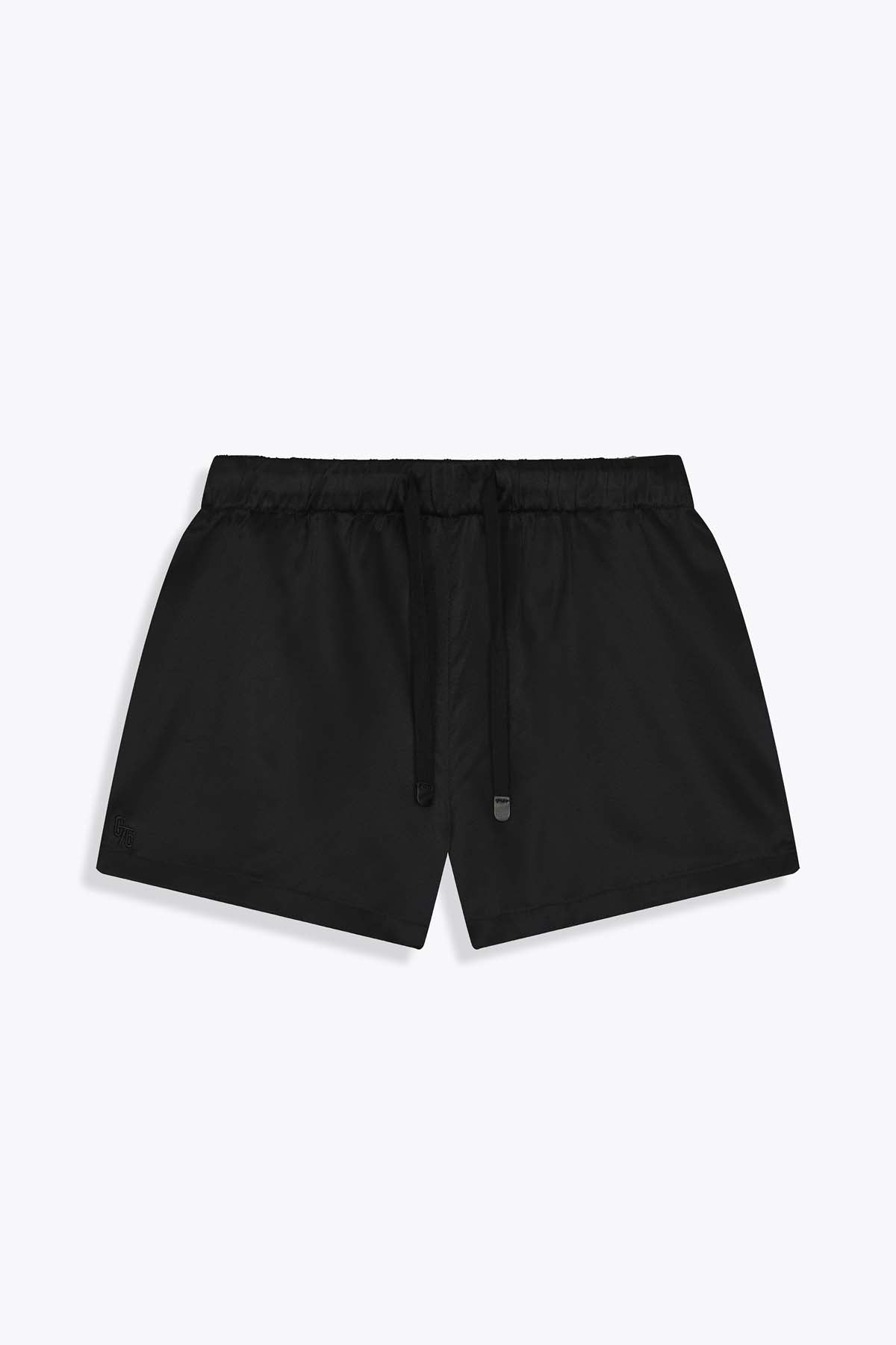 Short femme G75 en satin de soie noir