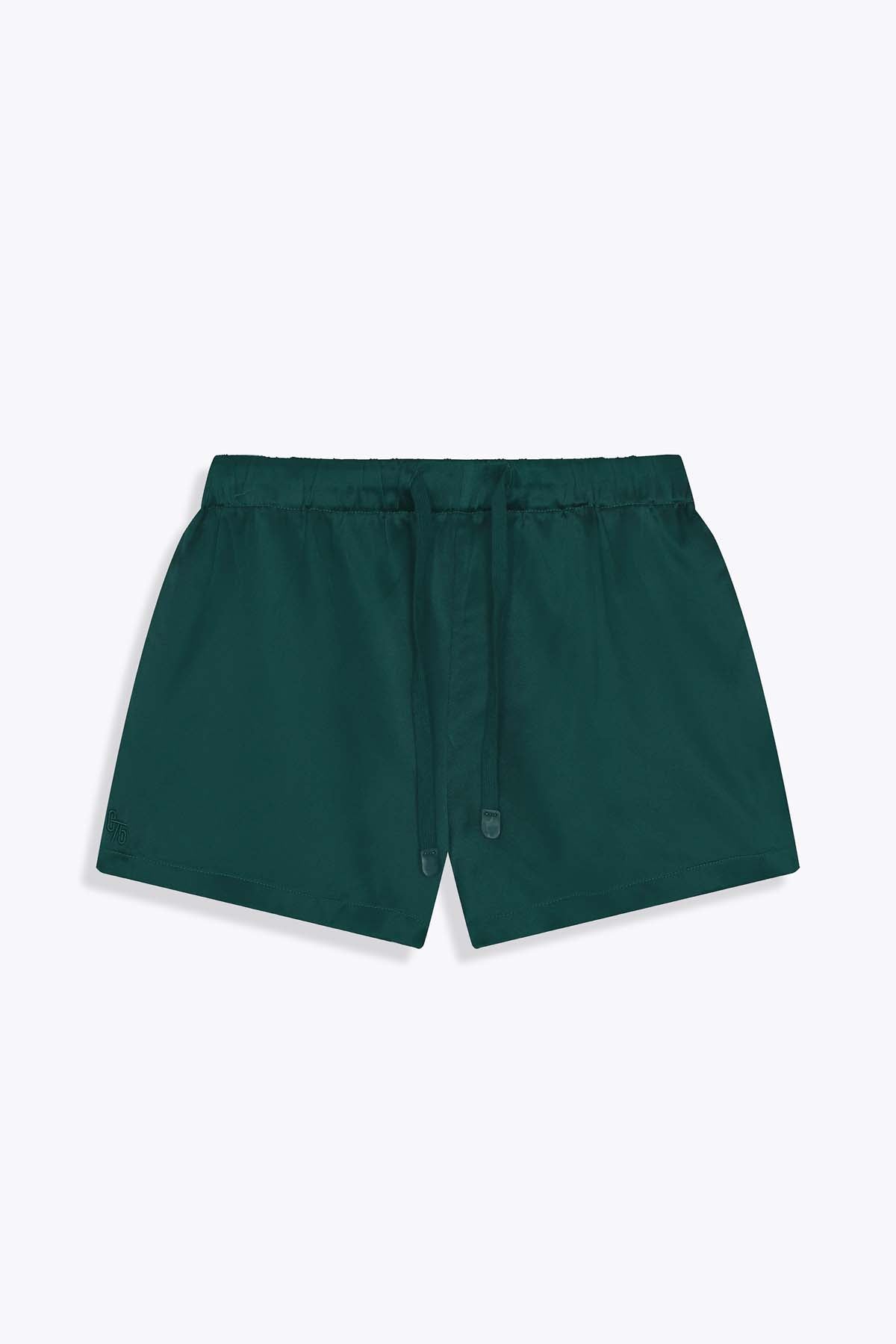 Short femme G75 en satin de soie vert royal