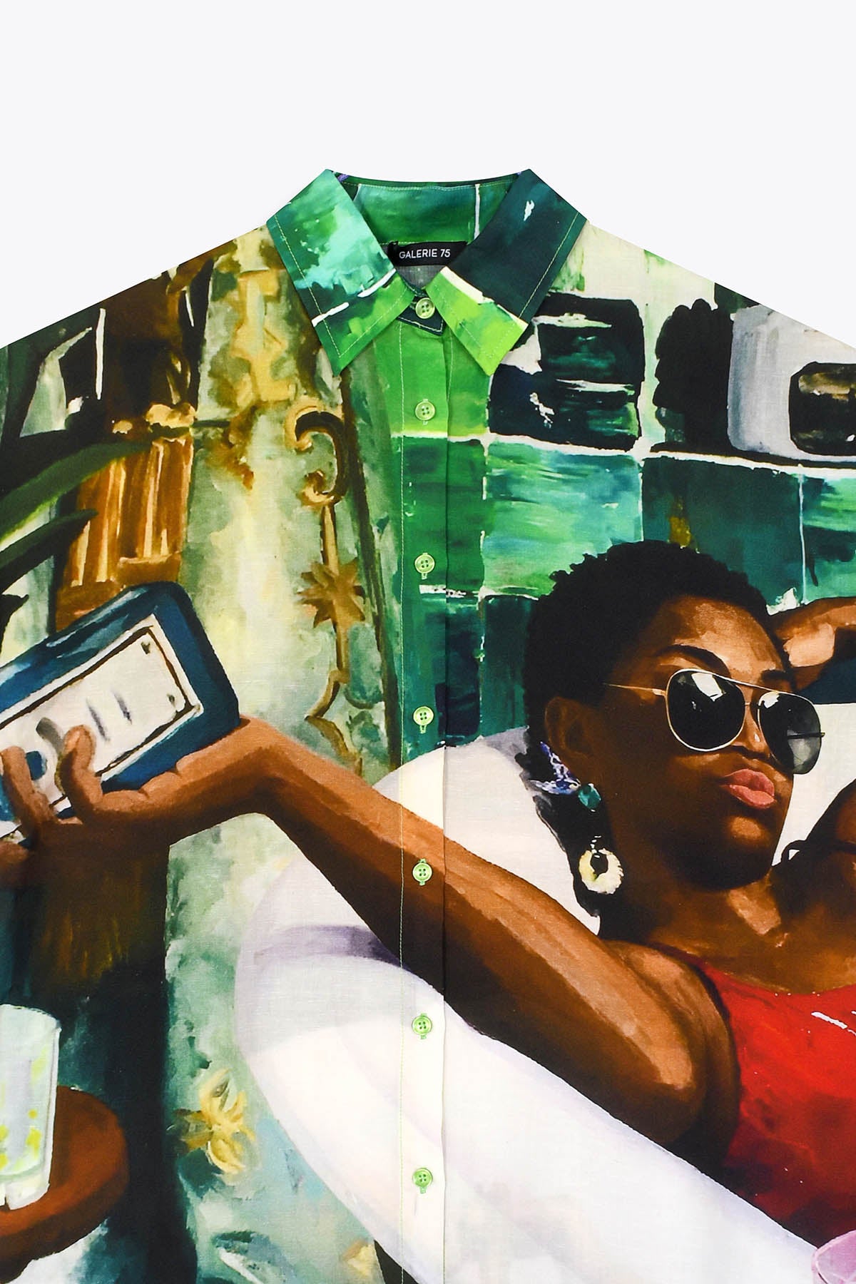 Tunique femme Soie Une bouteille à ta mère Galerie 75 détail bouton