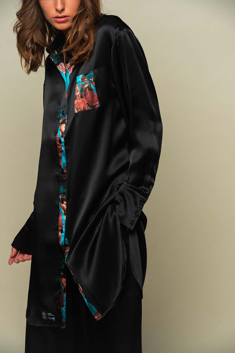 CALIFORNIA BUNCH SILK SHIRT DRESS