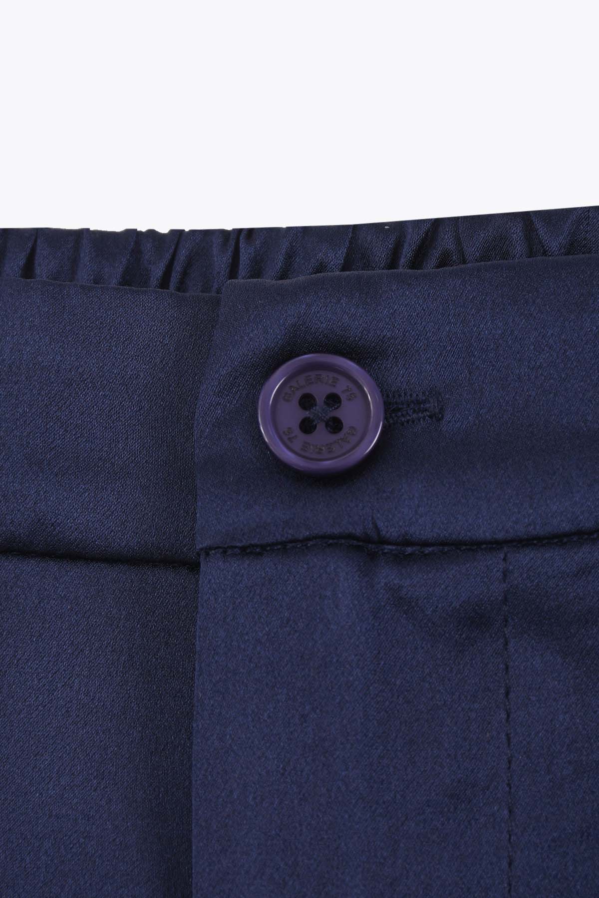 bouton G75 pantalon femme soie bleu marine 