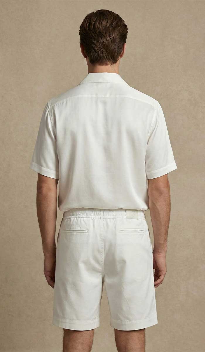 CHEMISE SOIE HOMME BLANC CASSÉ G75 CLASSIC MANCHES COURTES