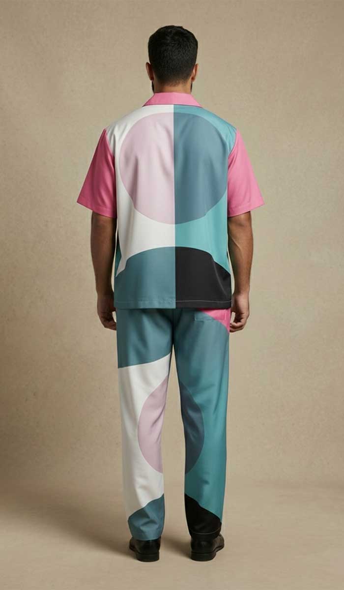 mannequin de dos porte chemise homme soie manches longues artdéco et pantalon homme artdéco