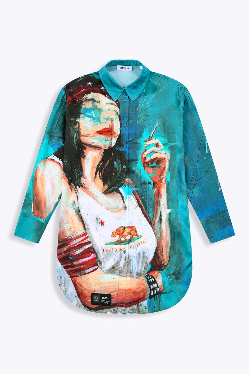 SMOKE BREAK SILK SHIRT DRESS