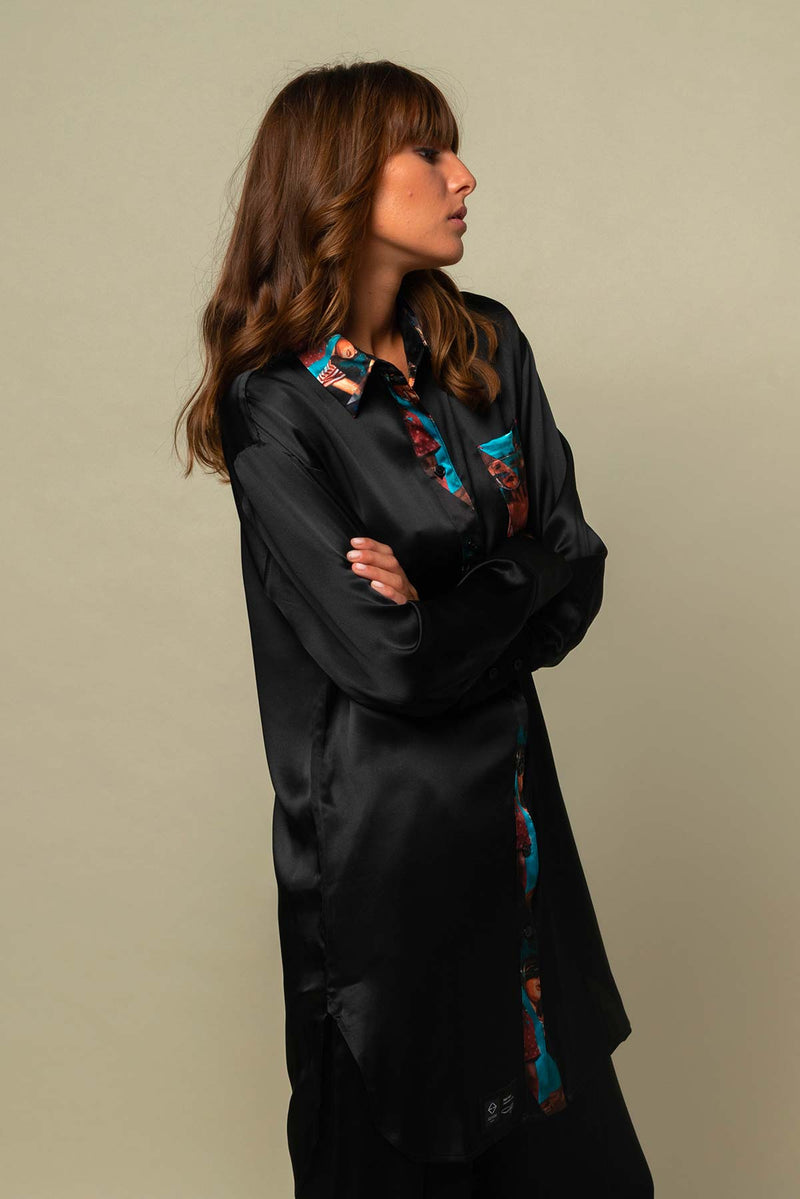 CALIFORNIA BUNCH SILK SHIRT DRESS