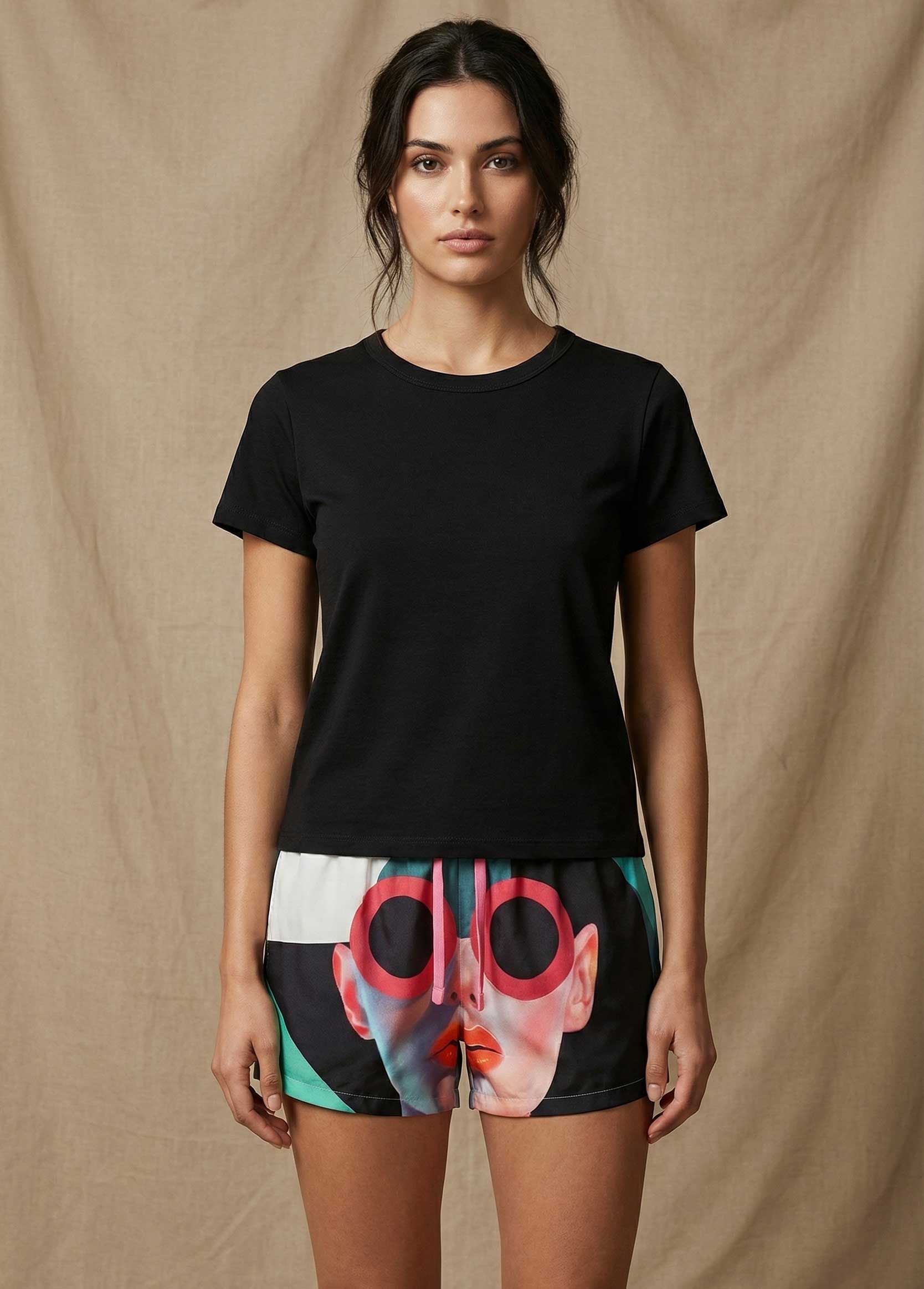 Short Femme en Satin de soie Galerie 75 "Art Déco”