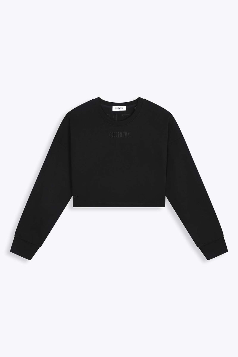 EGO BLACK CROP TOP LONG SLEEVES