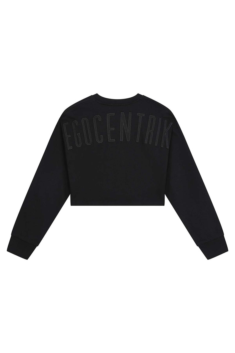 EGO BLACK CROP TOP LONG SLEEVES