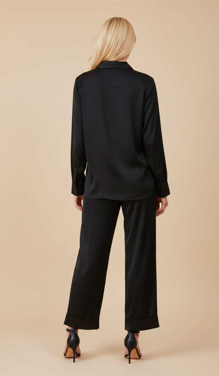 CHEMISE FEMME SOIE NOIRE MANCHE LONGUES G75
