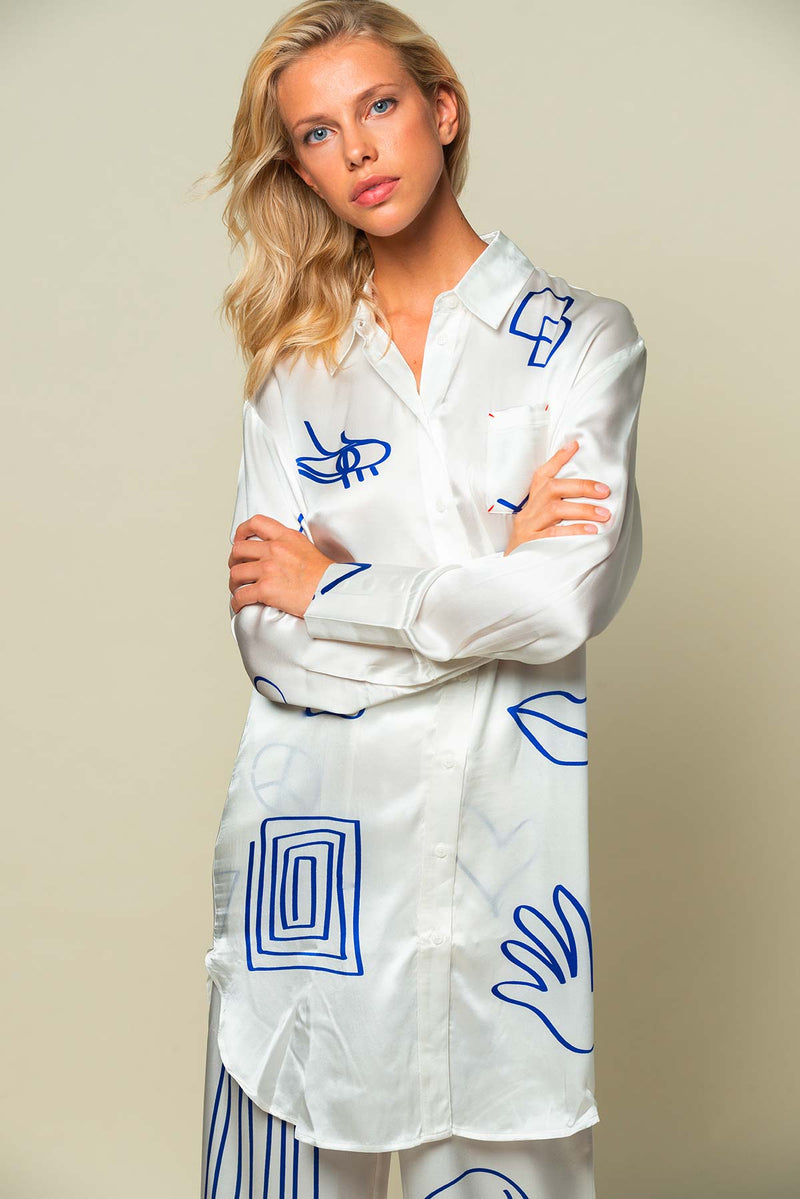 EGO DESTRUCTURED SILK SHIRT DRESS