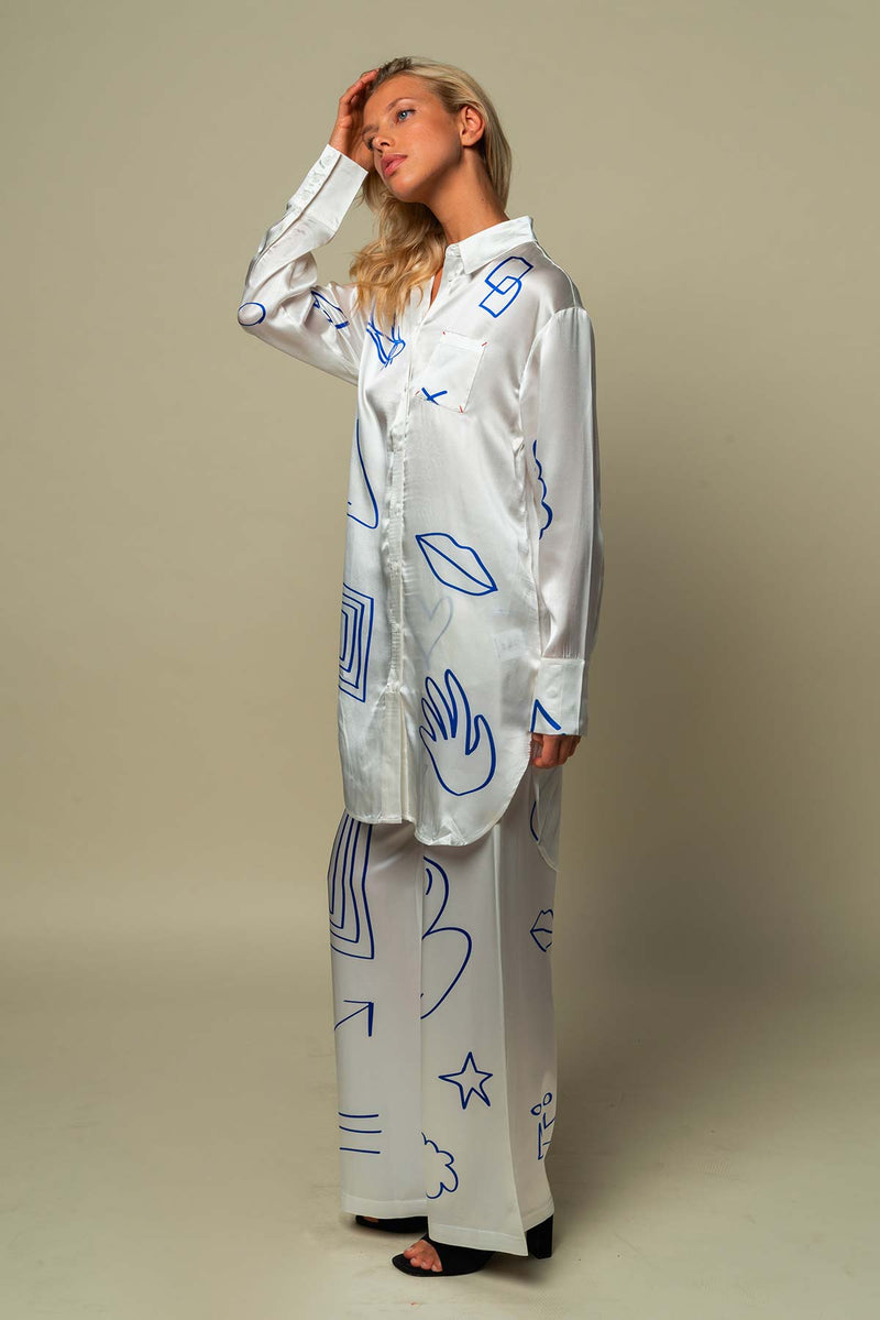 EGO DESTRUCTURED SILK SHIRT DRESS