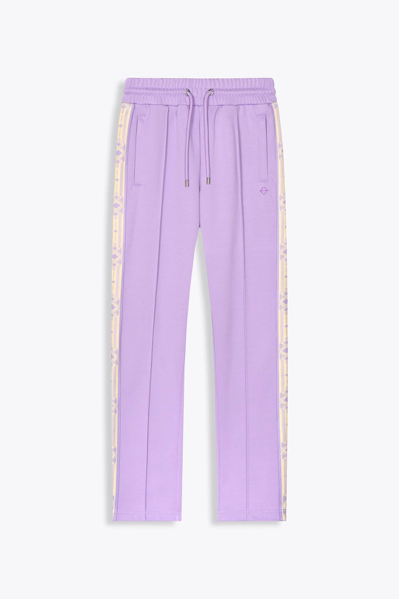 Le pantalon de survetement couleur Lilas et jaune de face