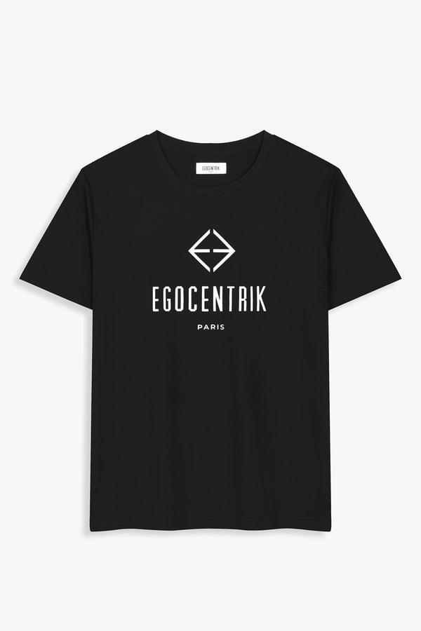 Tshirt noir Egocentrik en coton supima , avec logo EGOCENTRIK blanc