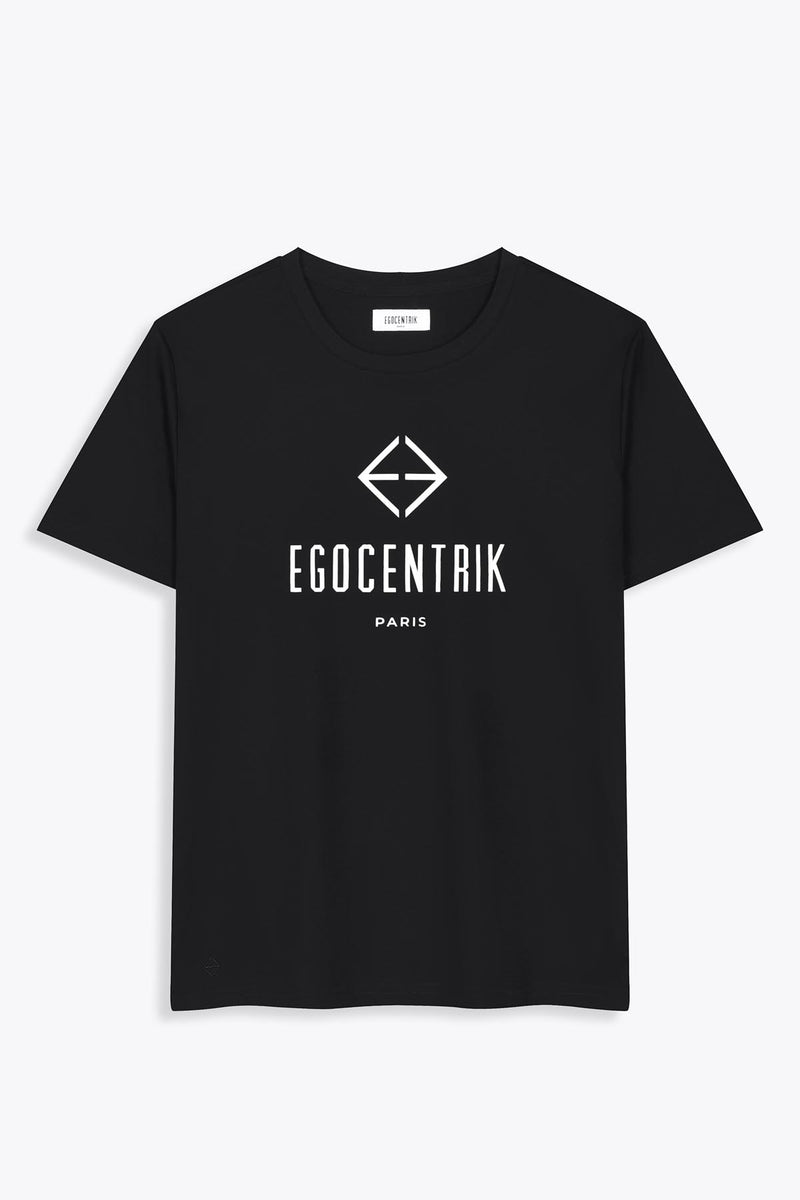 Tshirt noir Egocentrik en coton supima , avec logo EGOCENTRIK blanc